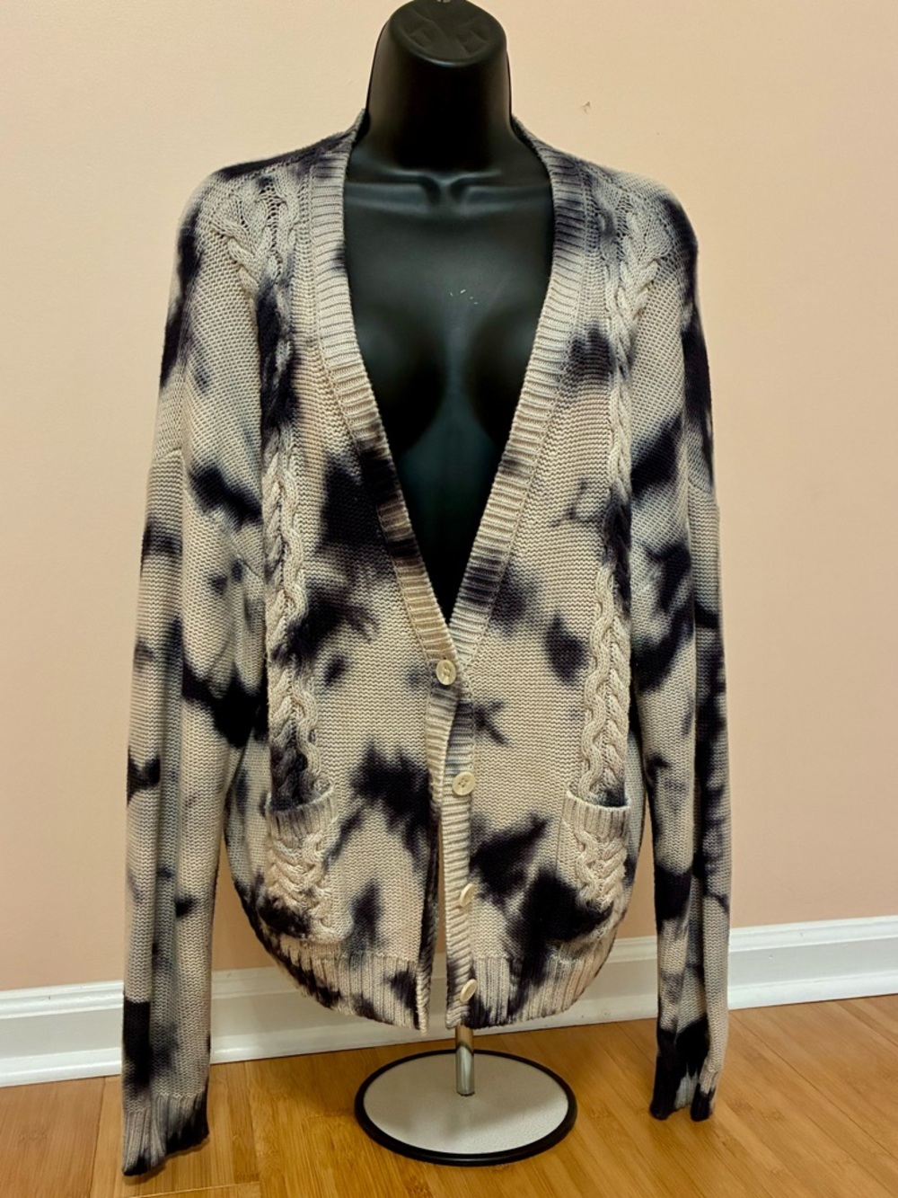 Autumn Cashmere Neutral Cable Knit Sweater - Cream & Black